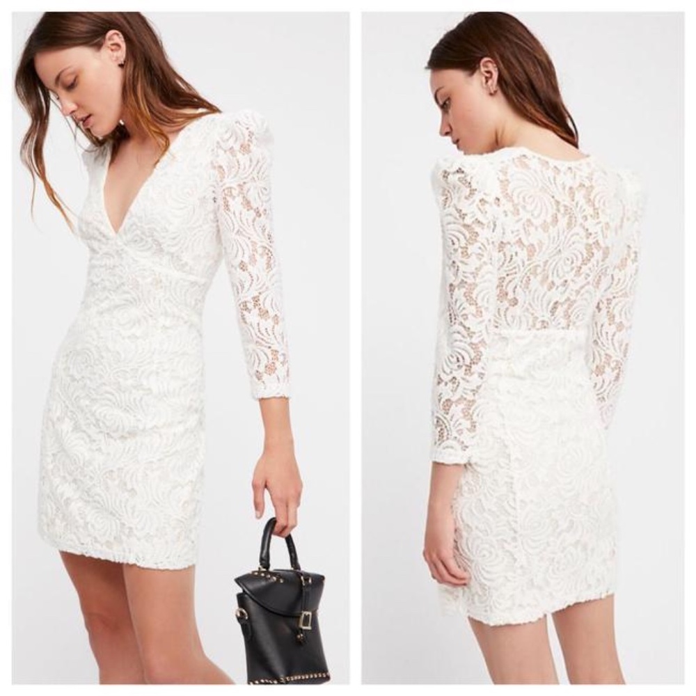 Free People Long Sleeve Lace Dress Ivory Size M